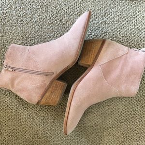 Blush pink suede booties
